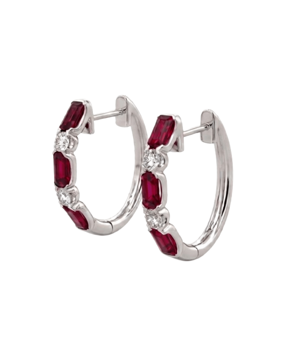 Ruby Diamond Earrings in White Gold (210-33158)