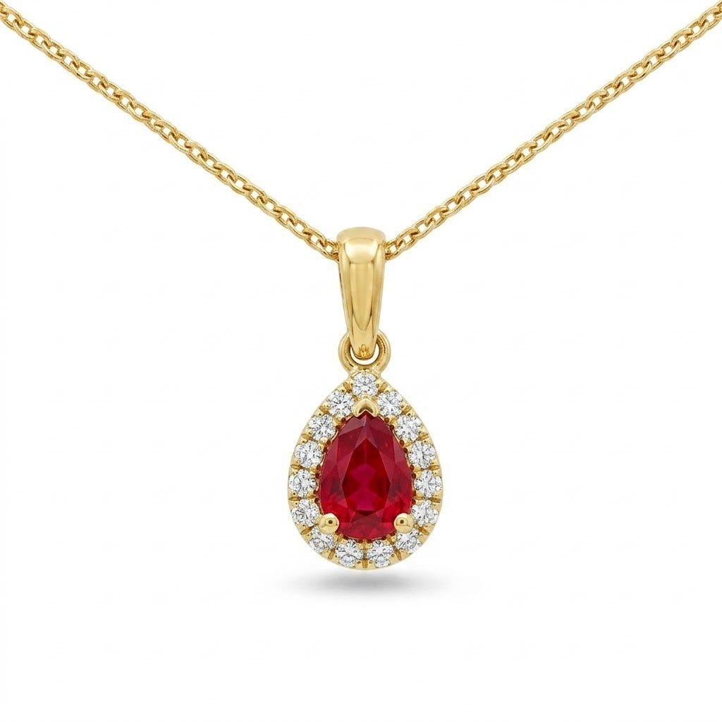 Ruby & Diamond Halo Pendant