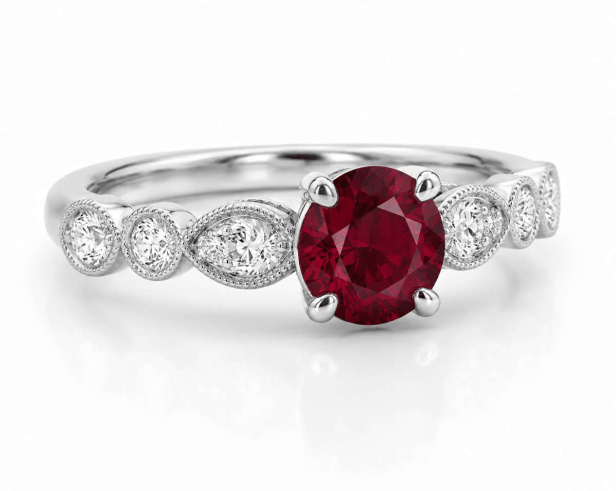 Ruby & Diamond Milgrain Fashion Ring (200-01312)