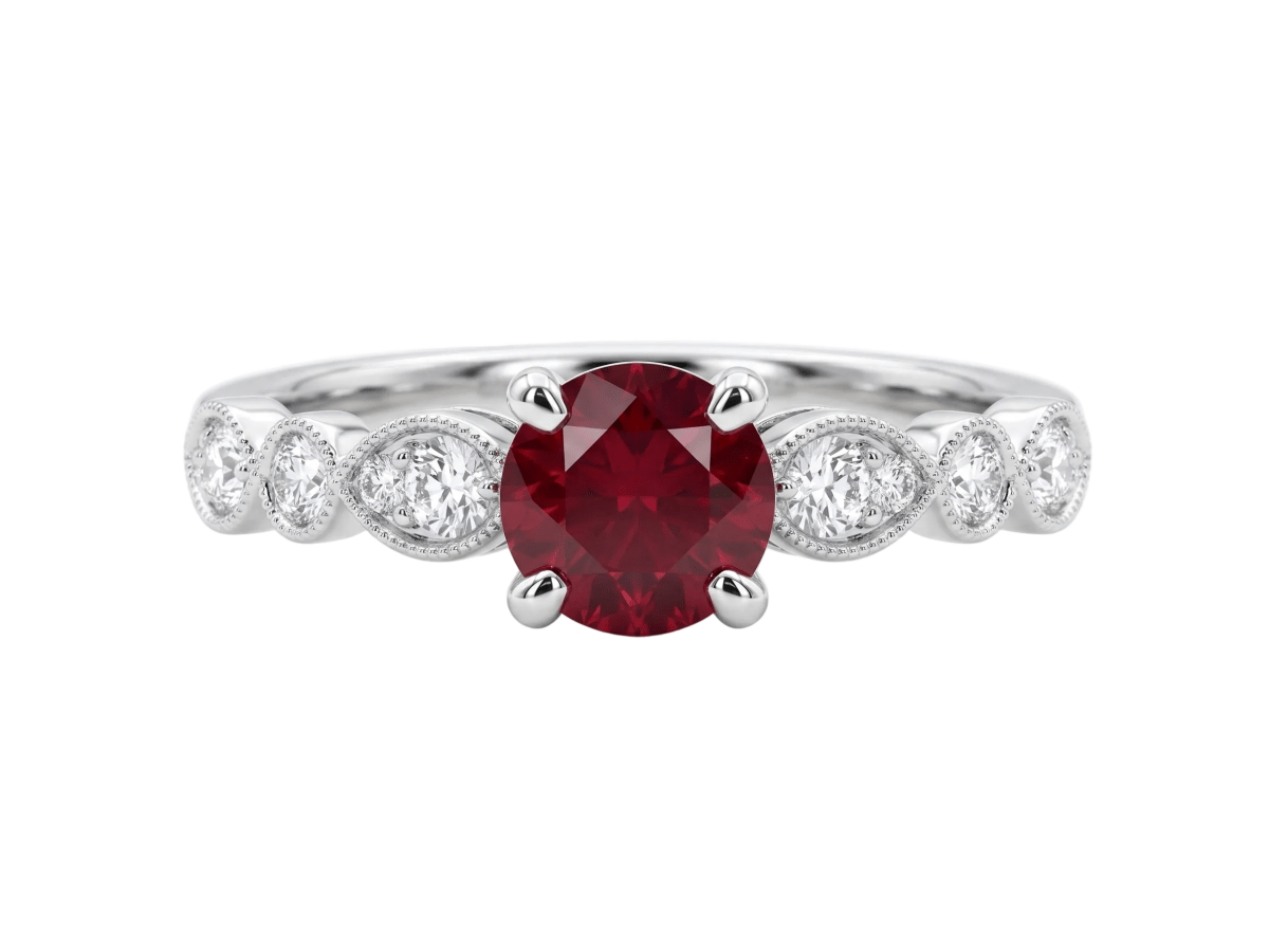 Ruby & Diamond Milgrain Fashion Ring (200 - 01312)