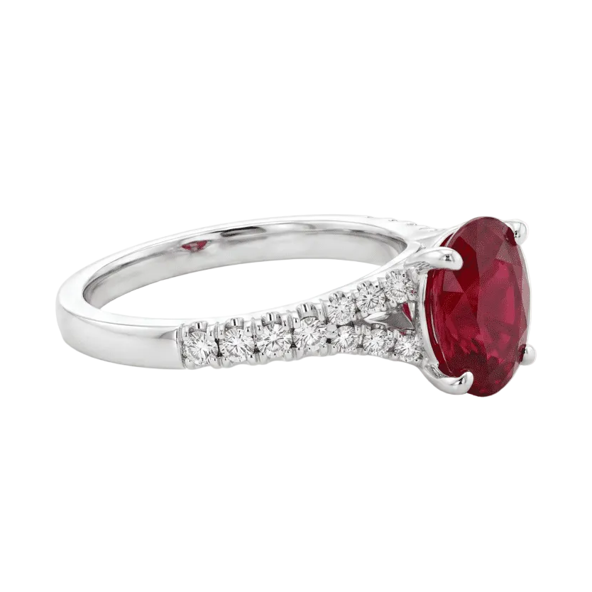Ruby & Diamond Split Shank Ring (200 - 01383)
