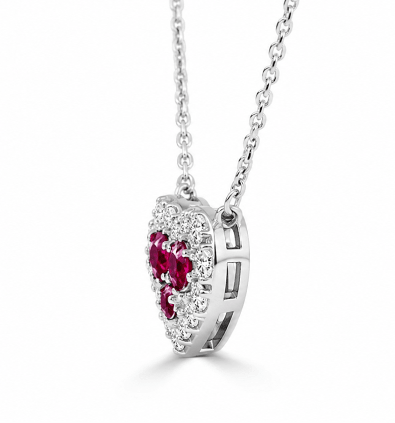Ruby Heart Shaped Pendant in White Gold (230-33225)