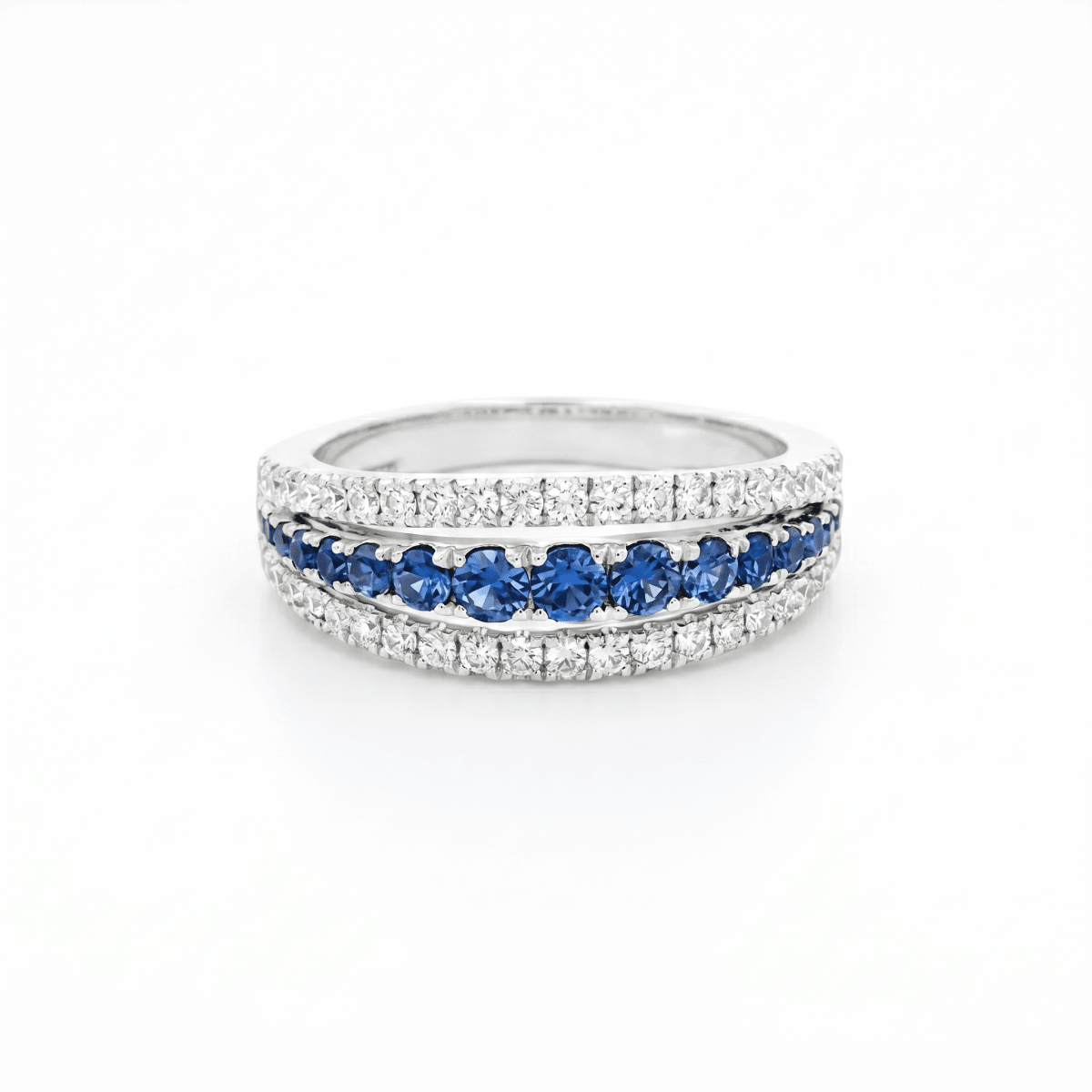 Sapphire and Diamond Prong Ring in 14K White Gold (205 - 33197)