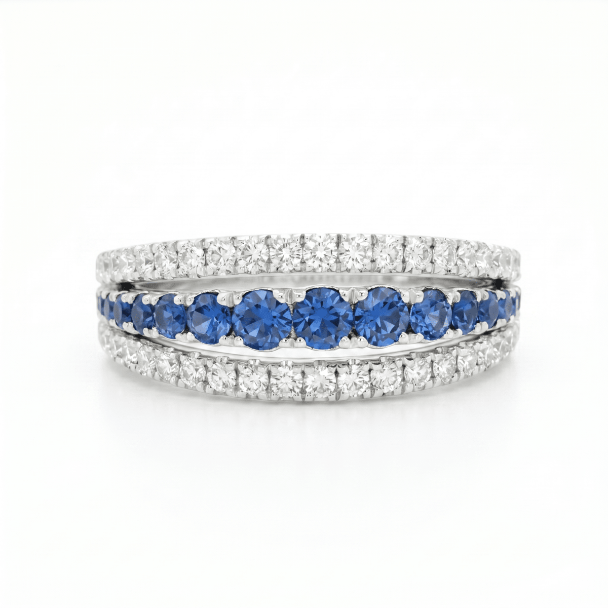 Sapphire and Diamond Prong Ring in 14K White Gold (205 - 33197)