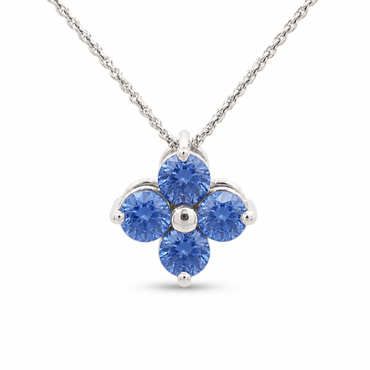 Sapphire Free Form Pendant in White Gold (230-01499)