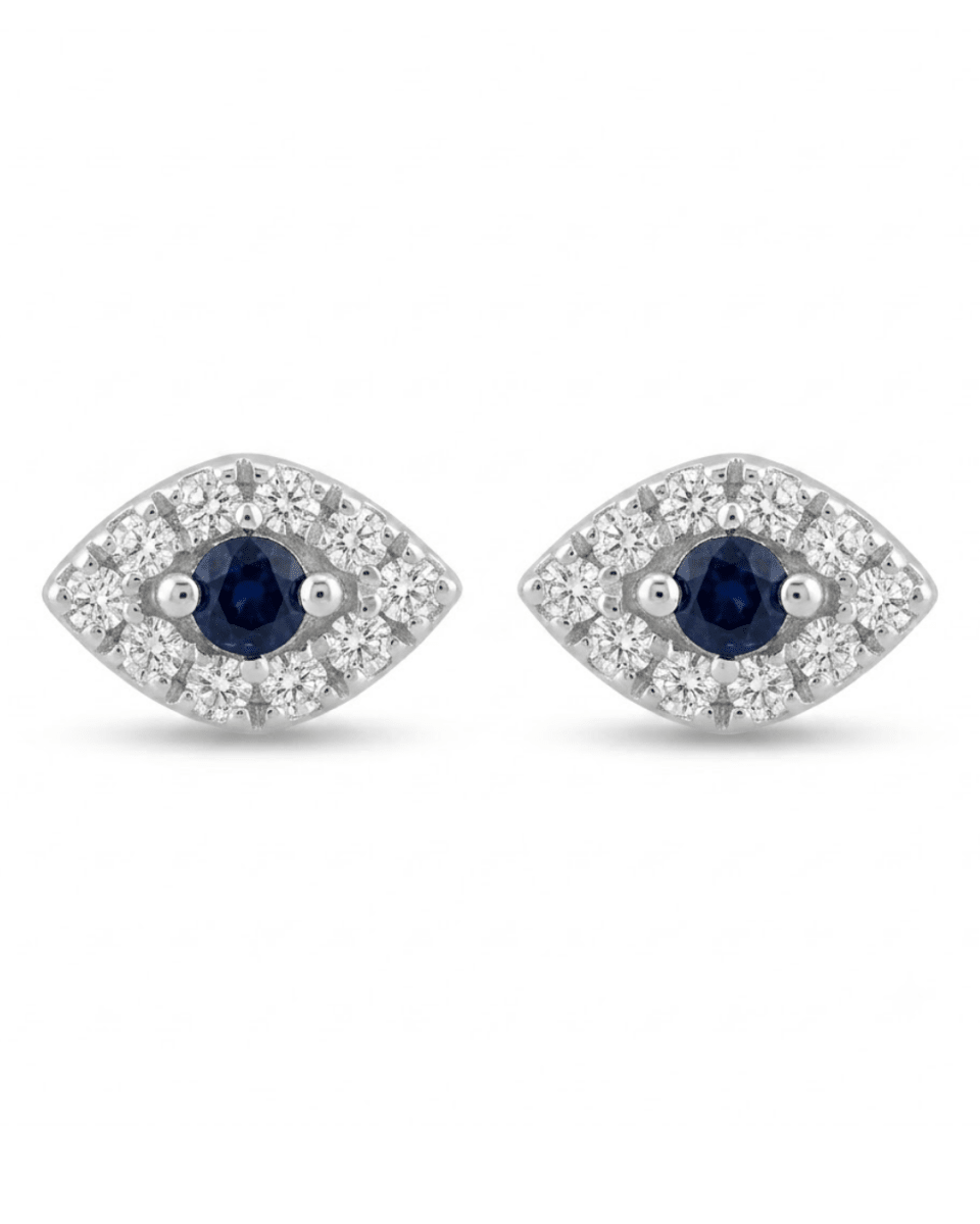 Sapphires and Diamond Earrings in White Gold (210-01646)