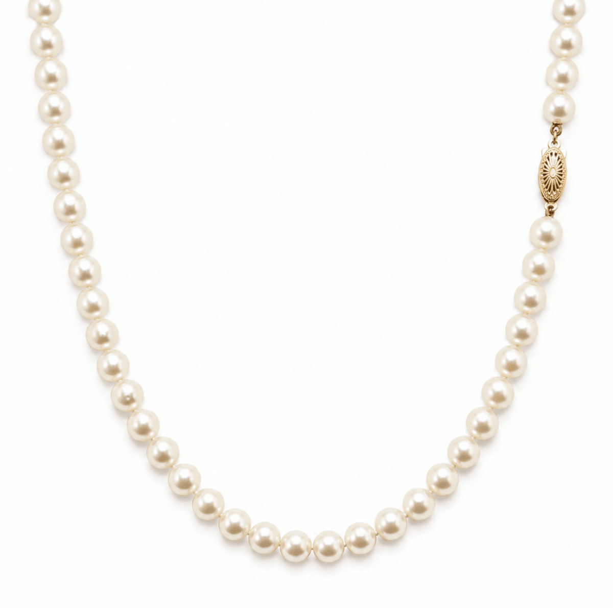 Single Strand Fresh Water Pearl Necklace in Yellow Gold (325-00418)