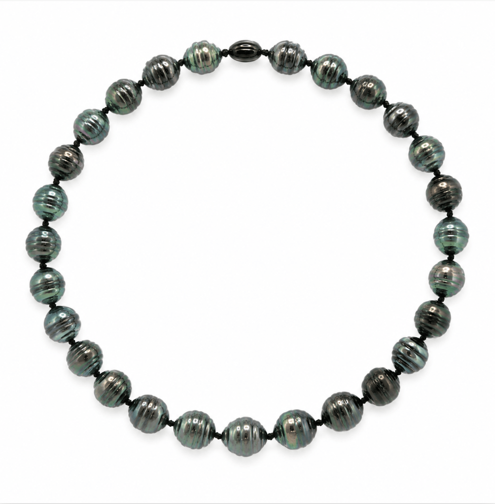 Single Strand Tahitian Peacock Necklace in White Gold (325-00394)