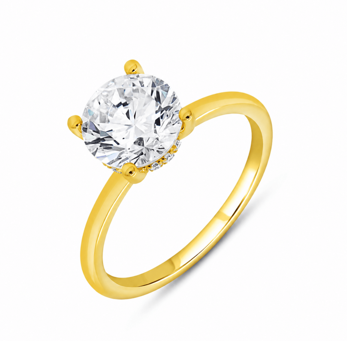 Solitaire Engagement Ring with a Hidden Halo in Yellow Gold (100-33153)