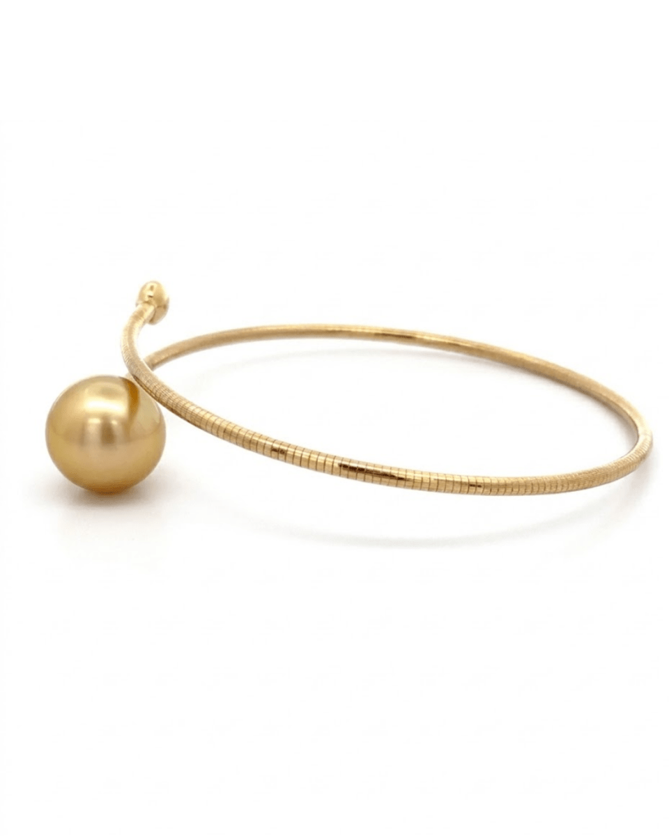 South Sea Yellow Pearl & Diamond Bangle Bracelet in Yellow Gold (330-00027)