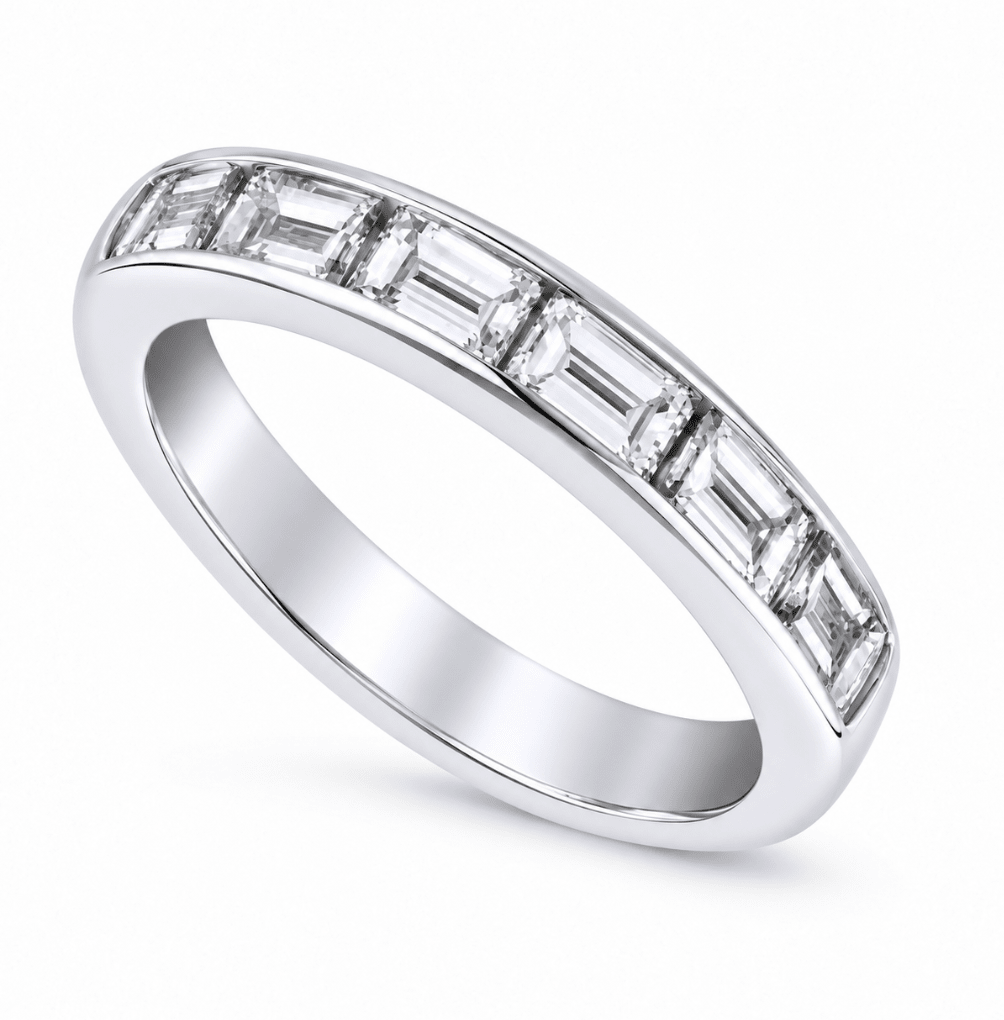 Straight Baguette Cut Channel Set Diamond Band White Gold (110-33857)
