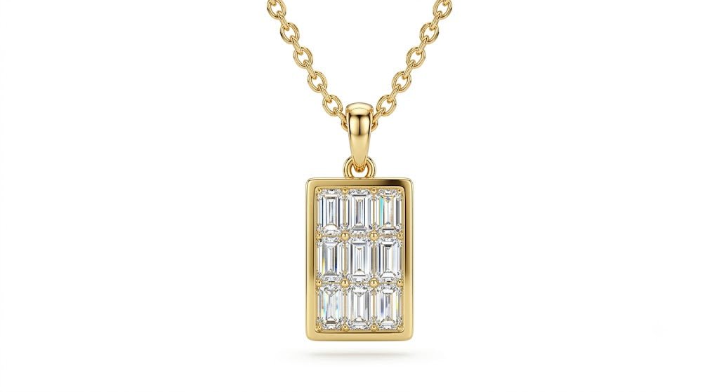 Straight Baguette Diamond Pendant 18 Karat Yellow Gold (160-33721)