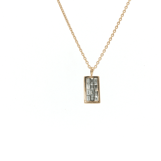 Straight Baguette Diamond Pendant 18 Karat Yellow Gold (160-33721)