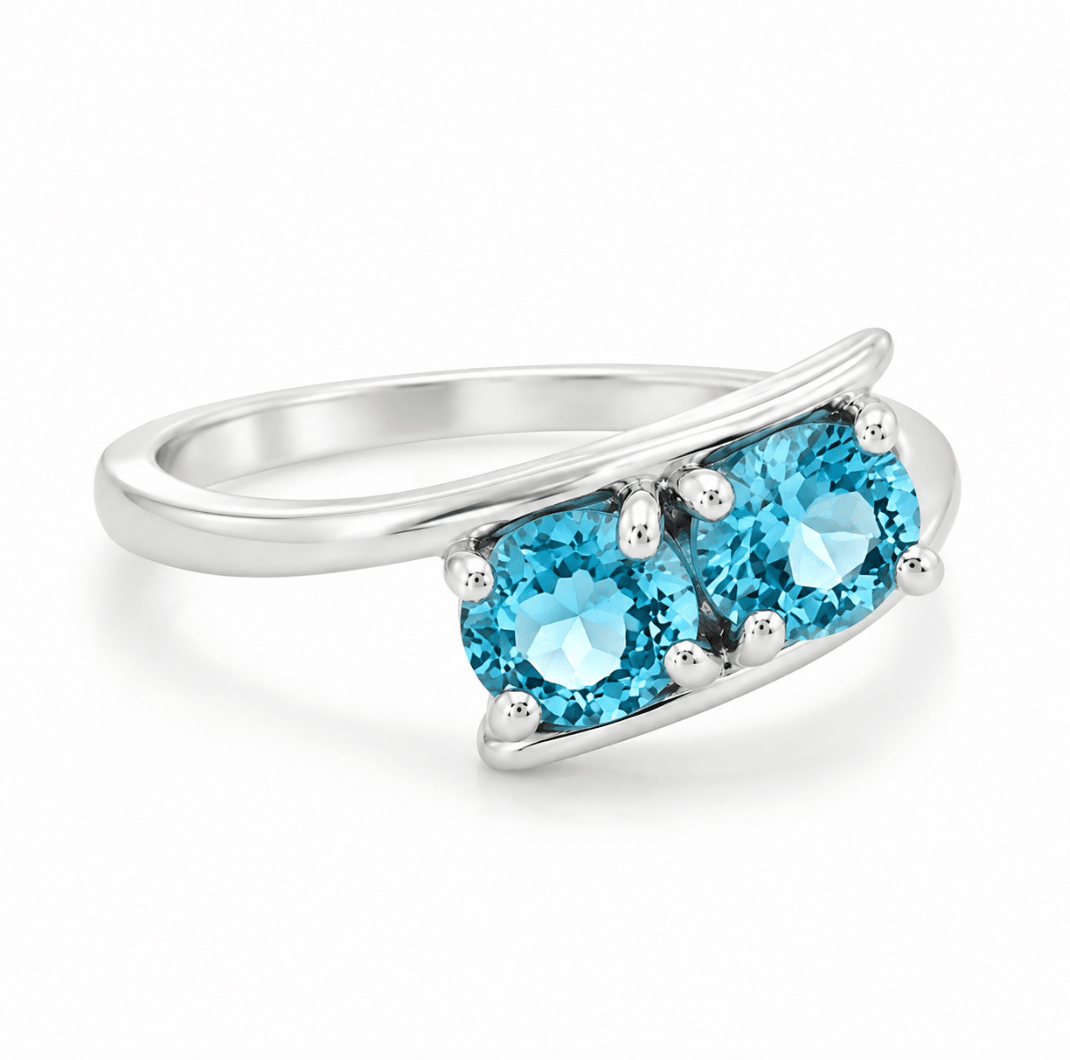 Two-Stone Blue Topaz Fashion Ring in White Gold (200-01346)