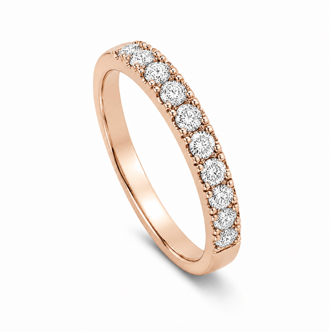 Two Tone U Set Wedding Band in Rose Gold (110-01372)