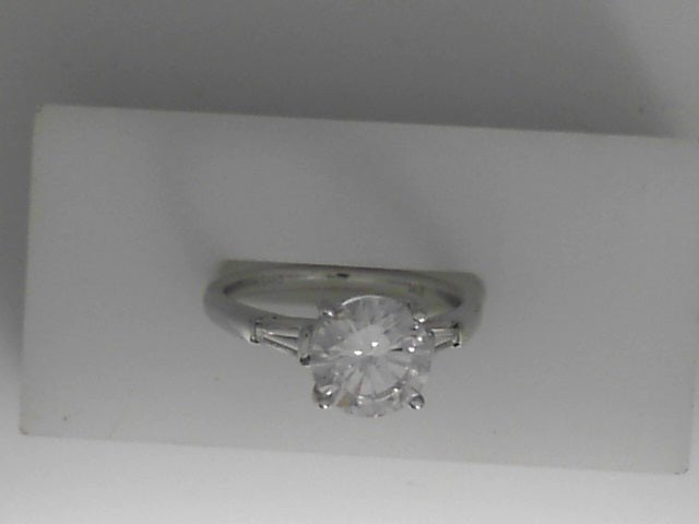 Vardy's Collection Baguette and Round Diamond 3 Stone Engagement Ring in 14K White Gold (0.18ctw)