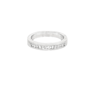 Vardy's Collection Baguette Diamond Bezel Set Wedding Band in 14K White Gold (0.46ctw)