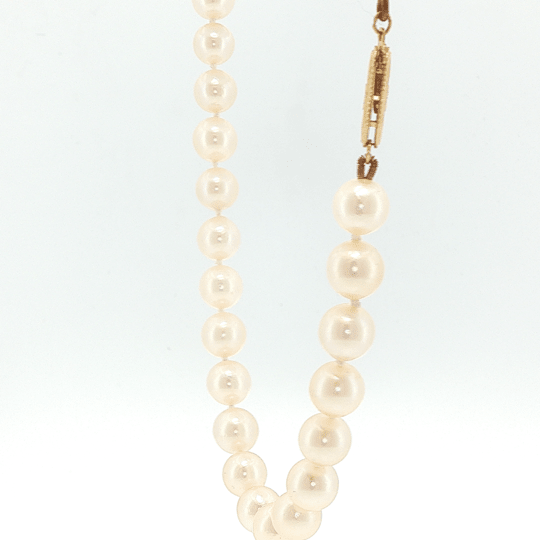 Vardy's Collection Baroque White Pearl Single Strand Bracelet in 14K Yellow Gold