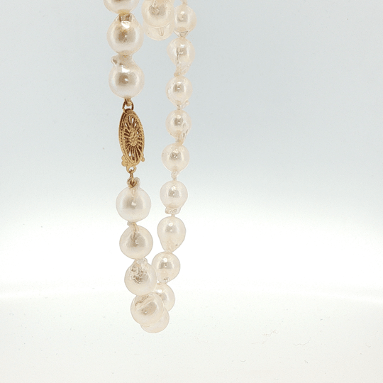 Vardy's Collection Baroque White Pearl Single Strand Bracelet in 14K Yellow Gold