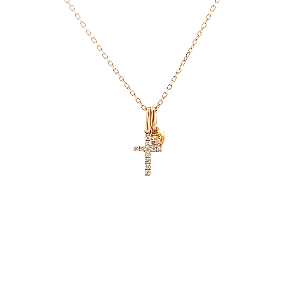 Vardy's Collection Cable Link Cross Pendant with Round Diamonds in 14K Yellow Gold (0.10tcw)