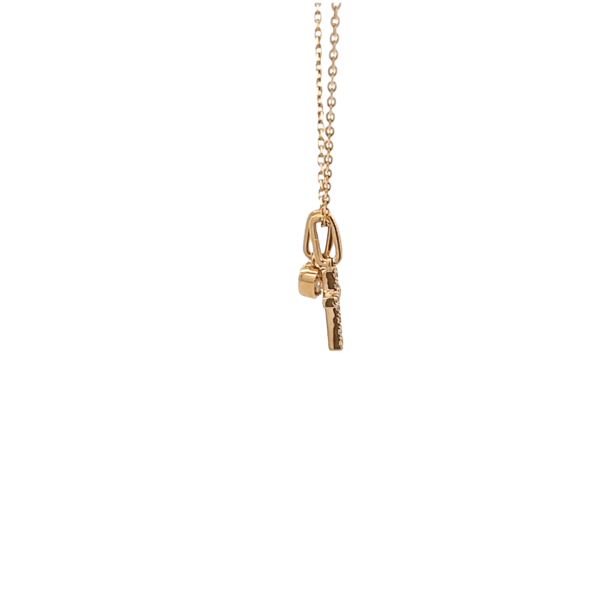 Vardy's Collection Cable Link Cross Pendant with Round Diamonds in 14K Yellow Gold (0.10tcw)