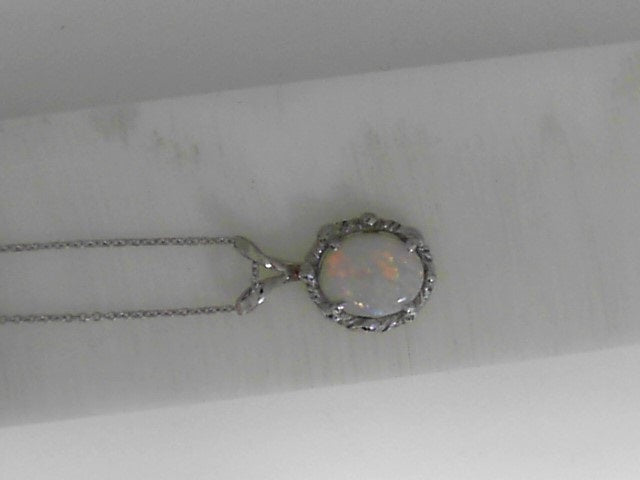 Vardy's Collection Cabochon Opal Rabbit Ear Pendant Necklace in 14K White Gold (1.67ct)