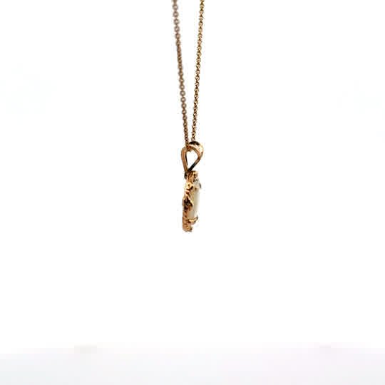 Vardy's Collection Cabochon Opal Rabbit Ear Pendant Necklace in 14K White Gold (1.67ct)