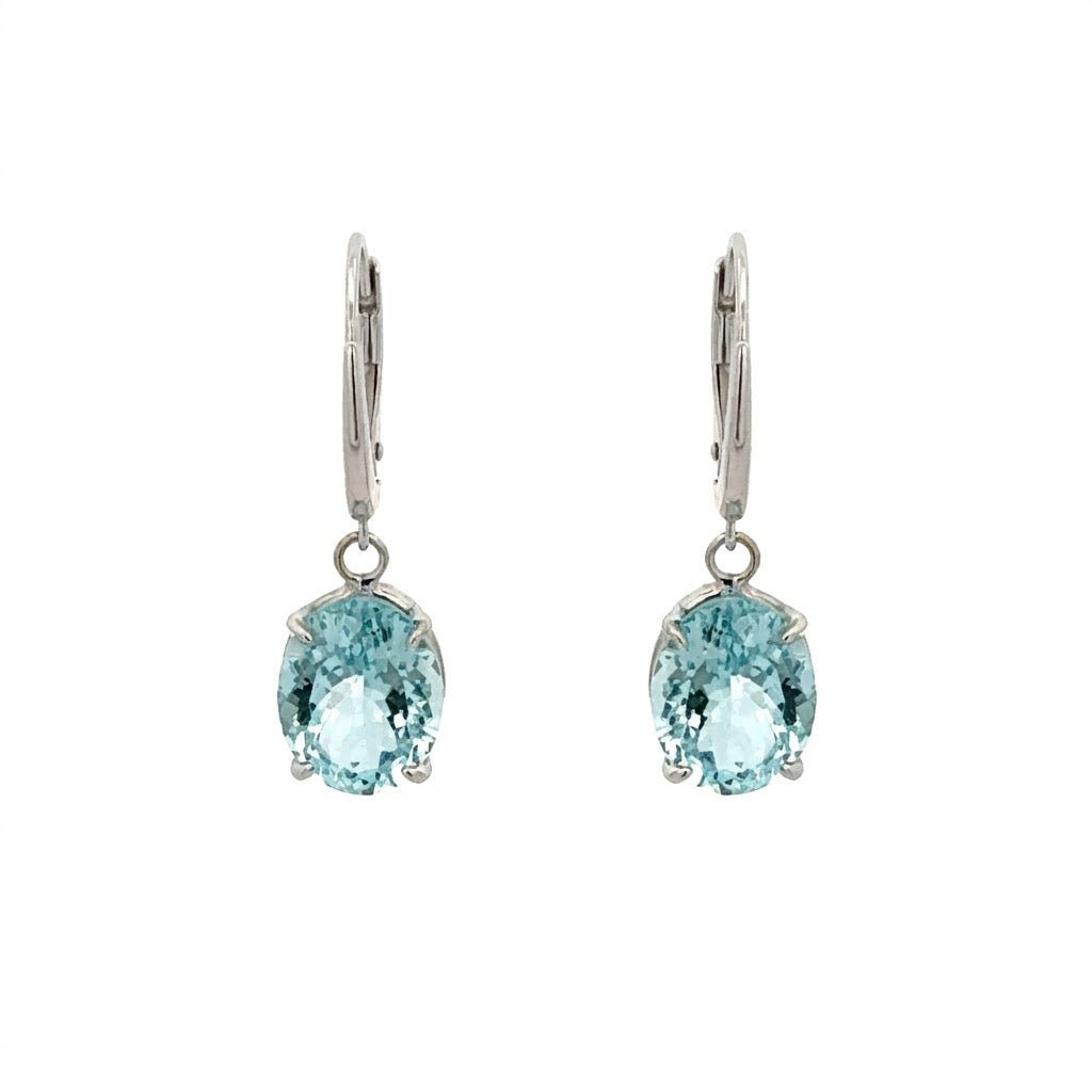 Vardy's Collection Drop Earrings with Oval Blue Topazs in 14K White Gold (34.00ctw)