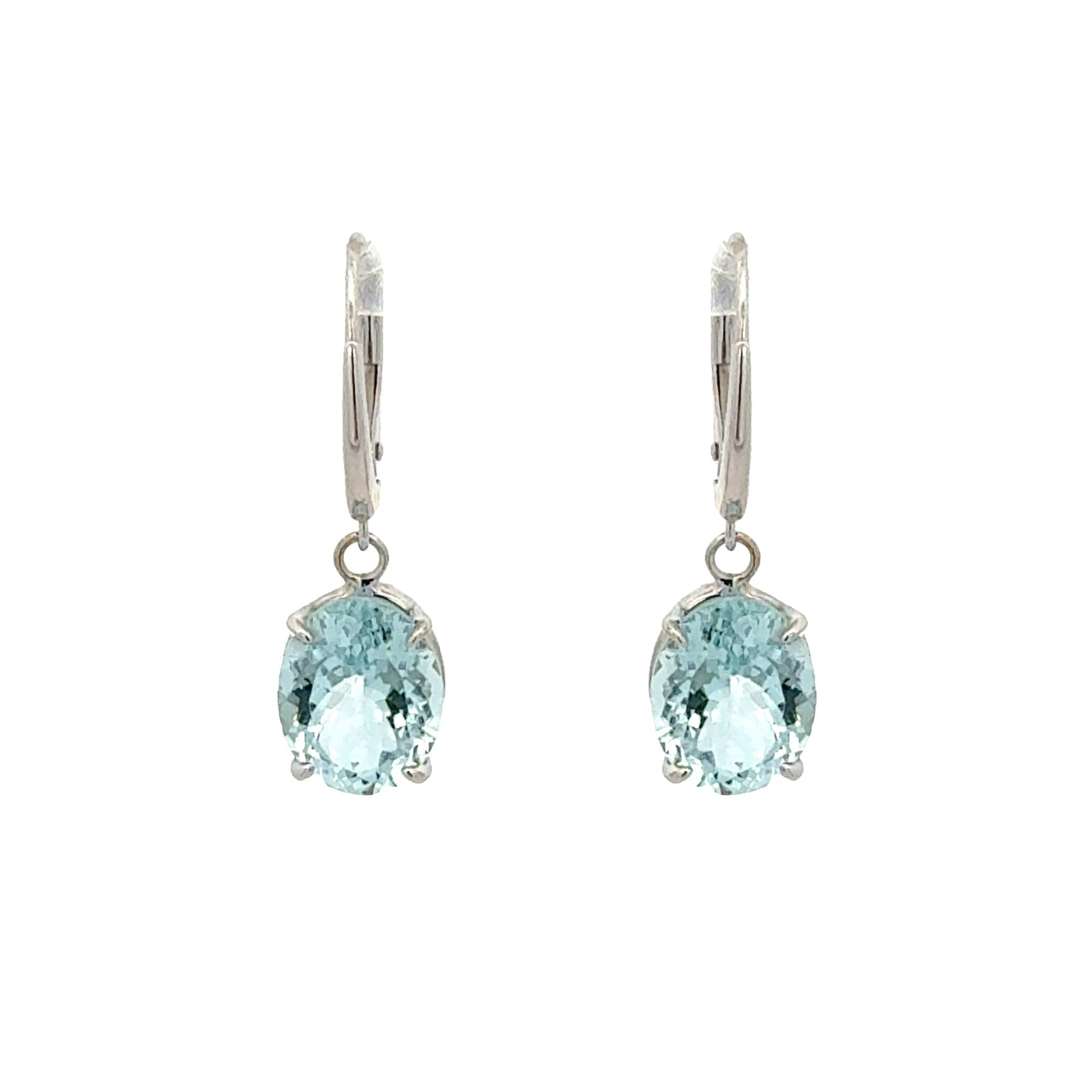 Vardy's Collection Drop Earrings with Oval Blue Topazs in 14K White Gold (34.00ctw)