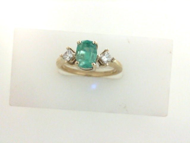 Vardy's Collection Emerald and Diamond Fashion Ring in 14K Yellow Gold (0.22ct)