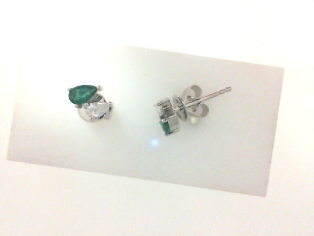 Vardy's Collection Emerald and Diamond Stud Earrings in 14K White Gold (0.54ct)