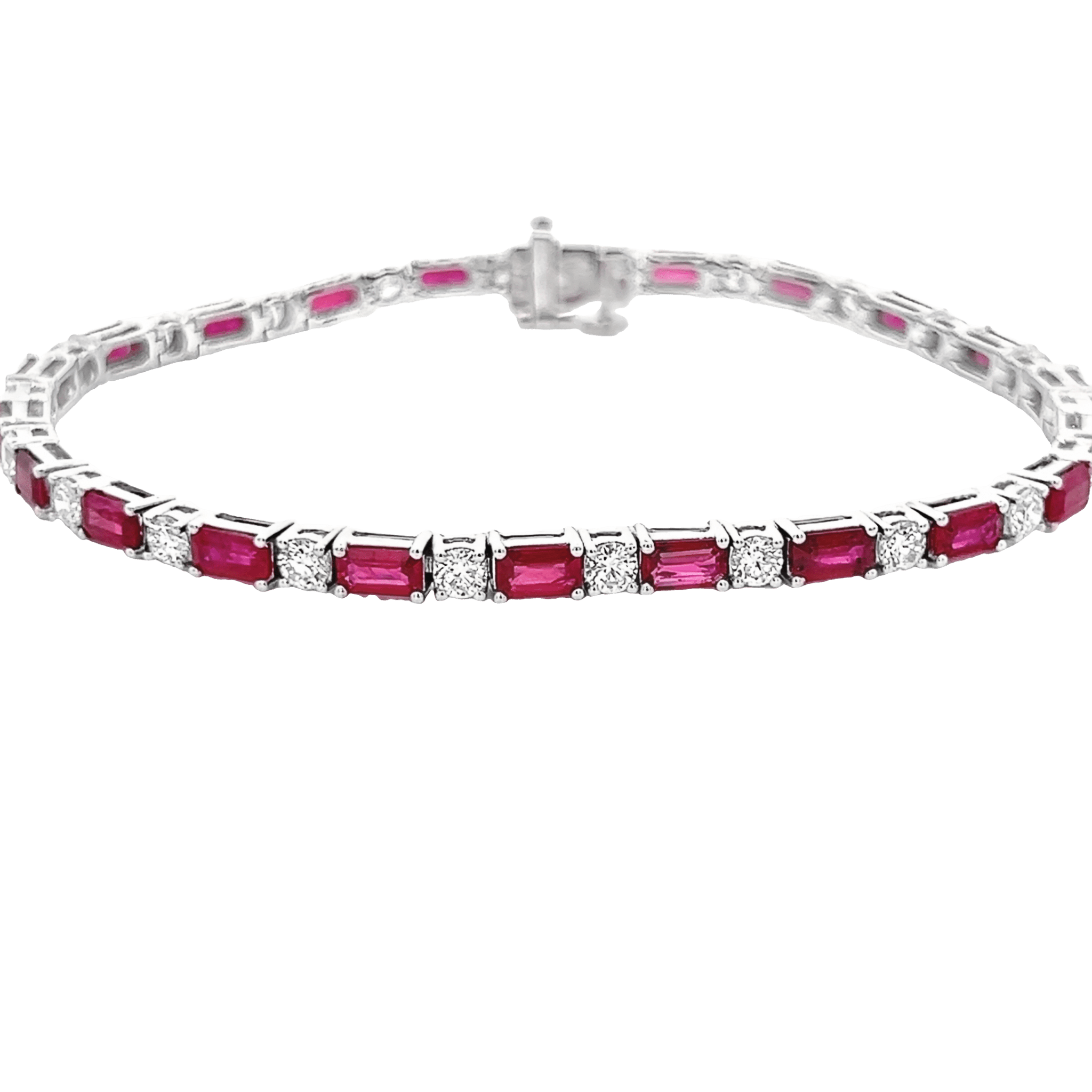 Vardy's Collection Emerald and Round Diamond Tennis Bracelet in 14K White Gold (8.90ctw)