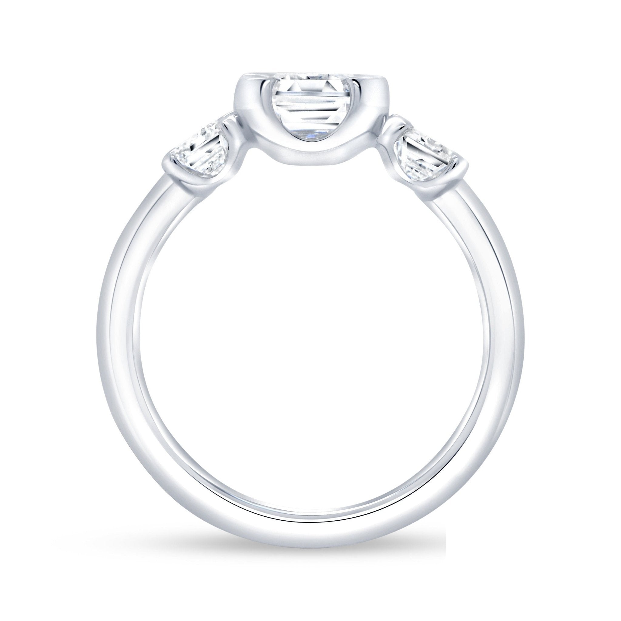 Vardy's Collection Emerald Cut Diamond Bezel Set Engagement Ring in Gold Plated Sterling Silver (0.8ct)
