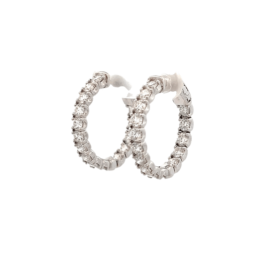Vardy's Collection F VS2 2.96ct Polished White Diamond Medium Hoop Earrings in 14K White Gold