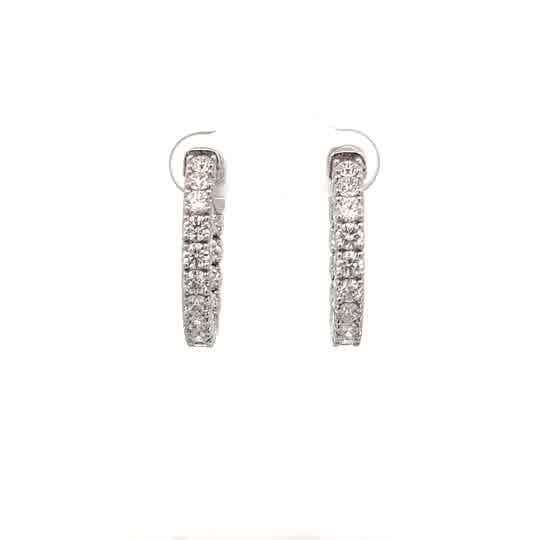 Vardy's Collection F VS2 2.96ct Polished White Diamond Medium Hoop Earrings in 14K White Gold