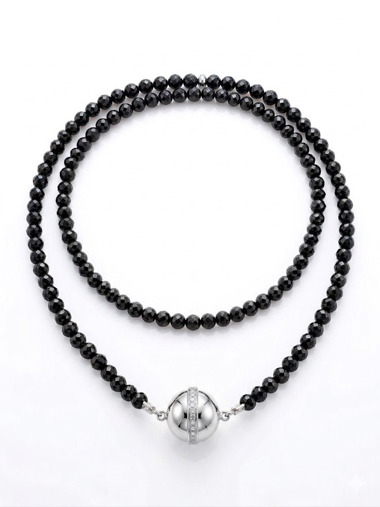 Vardy's Collection Fantasy Cut Black Diamond Tennis Link Necklace in 14K White Gold (82.00ctw)