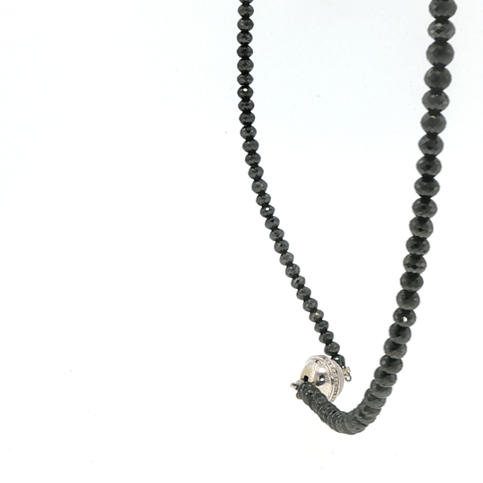 Vardy's Collection Fantasy Cut Black Diamond Tennis Link Necklace in 14K White Gold (82.00ctw)