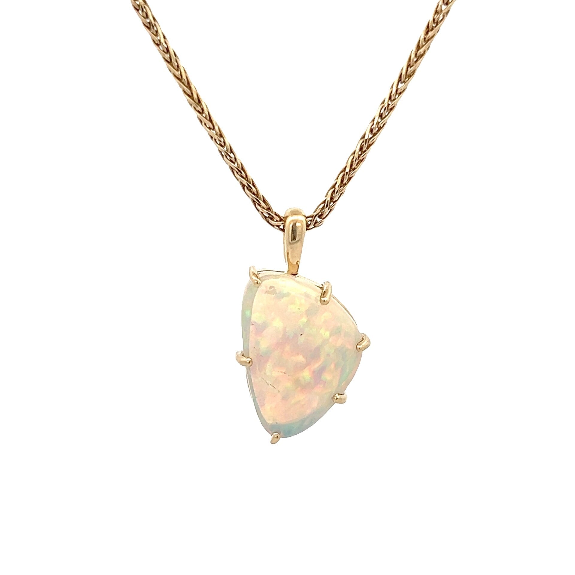 Vardy's Collection Free Form Cabochon Ethiopian Opal Pendant Necklace in 14K Yellow Gold (5.19ct)