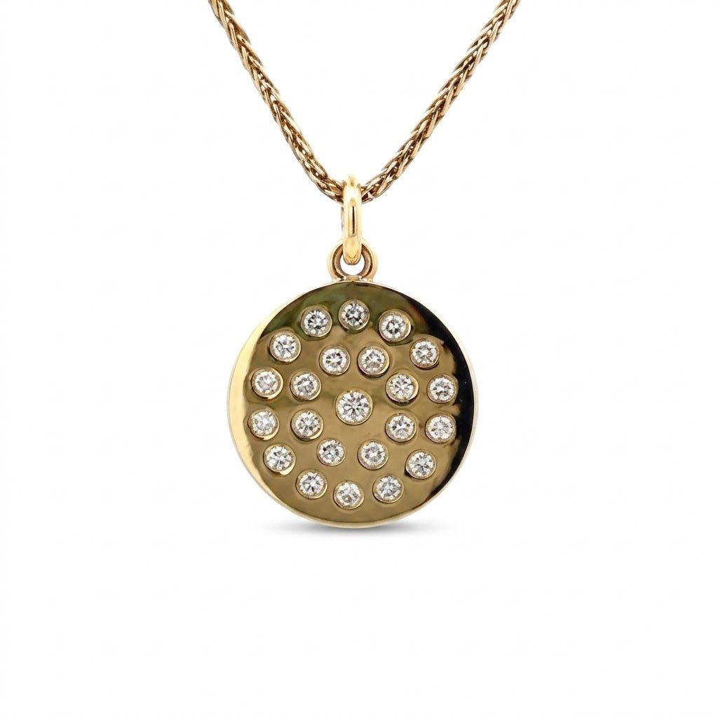 Vardy's Collection Free Form Pendant Necklace with 0.80ctw Round G/H Vs2 Diamonds in 18K Yellow Gold (0.80ctw)