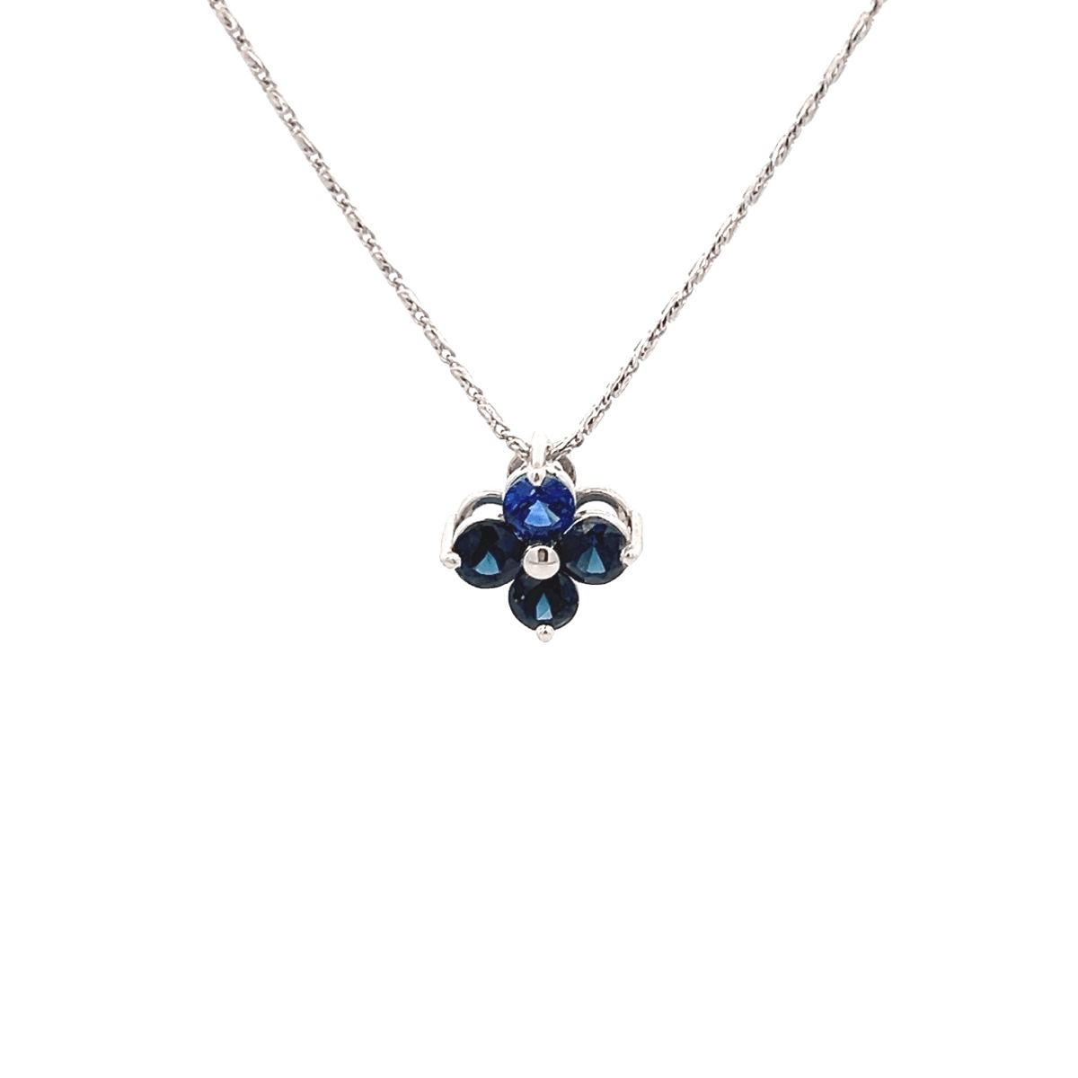 Vardy's Collection Free Form Pendant with Round Sapphire in 14K White Gold (1.10tcw)