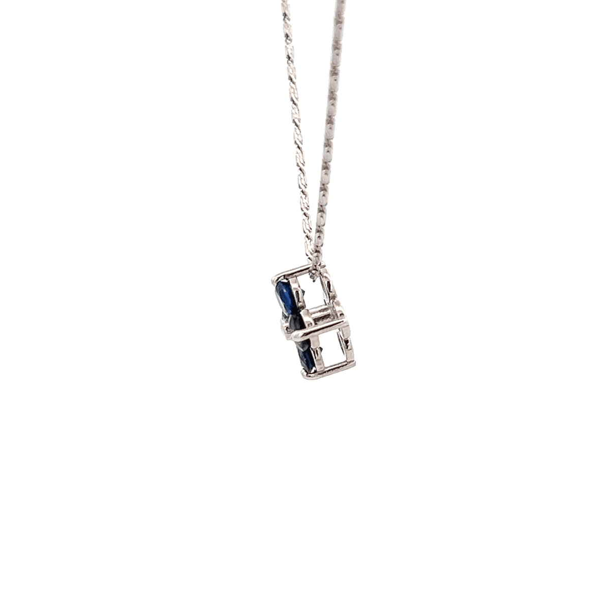 Vardy's Collection Free Form Pendant with Round Sapphire in 14K White Gold (1.10tcw)