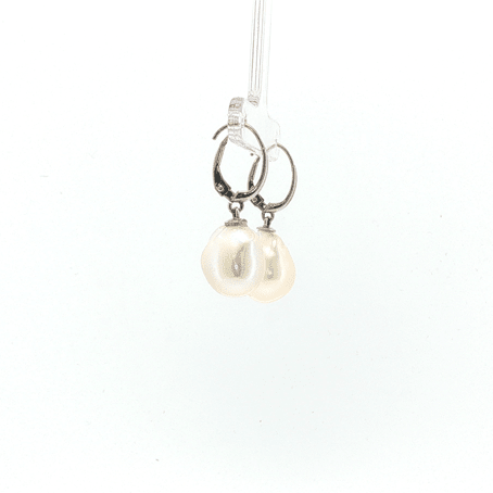 Vardy's Collection Fresh Water Pearl Drop Earrings in 14K White Gold