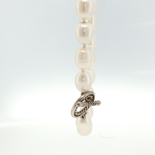 Vardy's Collection Fresh Water White Pearl Single Strand Necklace in Sterling Silver
