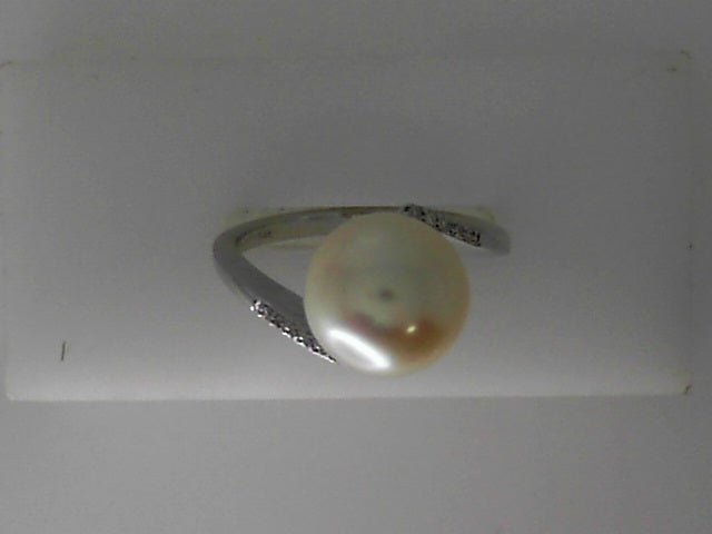 Vardy's Collection Geometric Cultured Pearl Ring in 14K White Gold