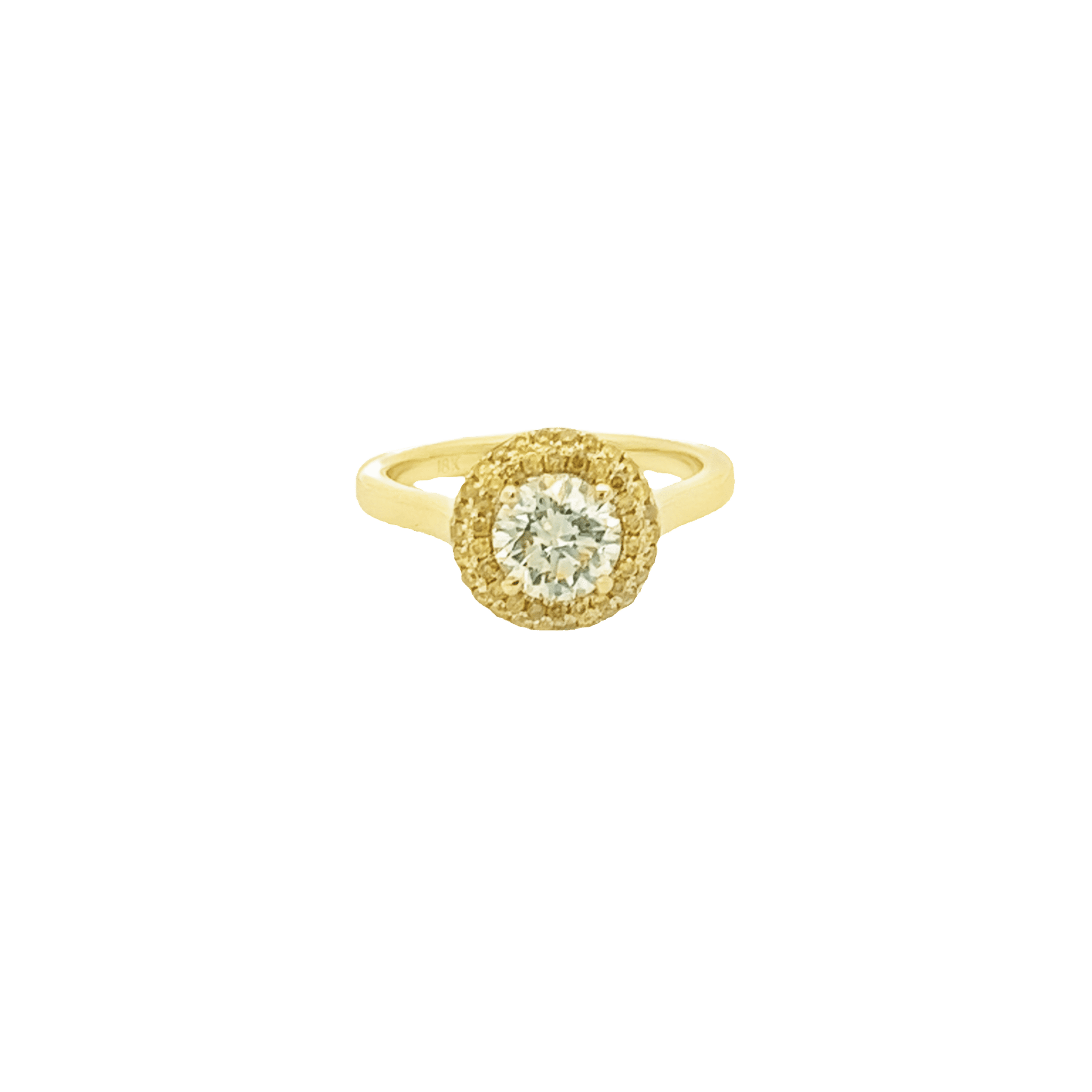 Vardy's Collection Halo Fashion Ring with 1.00ct Round W SI1 Diamond and 0.33ct Round Yellow Diamonds in 18K Yellow Gold (1.33ct)