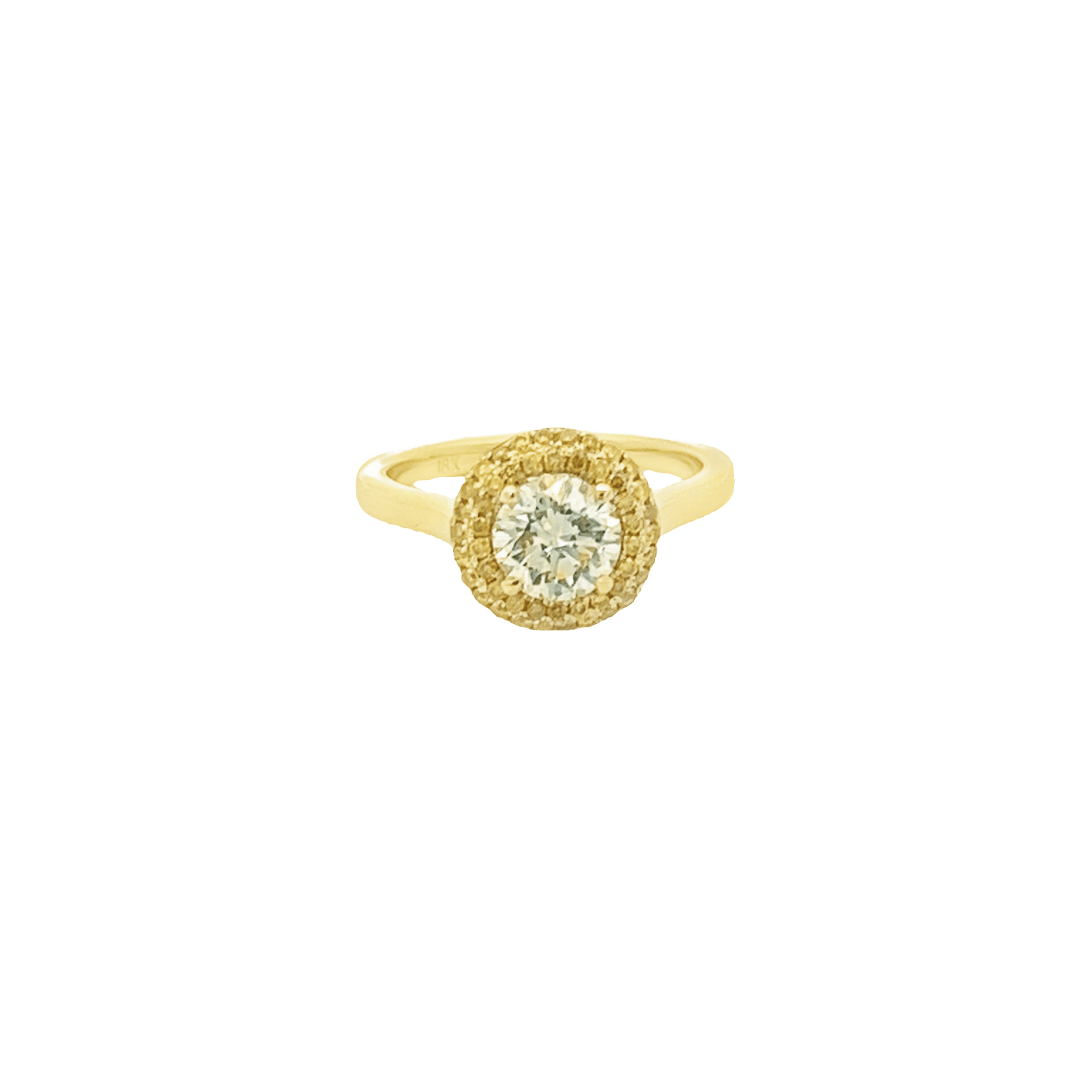 Vardy's Collection Halo Fashion Ring with 1.00ct Round W SI1 Diamond and 0.33ct Round Yellow Diamonds in 18K Yellow Gold (1.33ct)