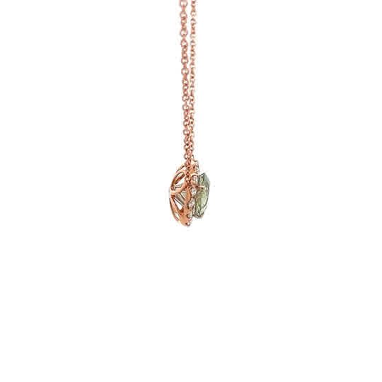 Vardy's Collection Halo Setting Pendant with Round Green Sapphire and Diamonds in 14K Rose Gold (2.37ct)