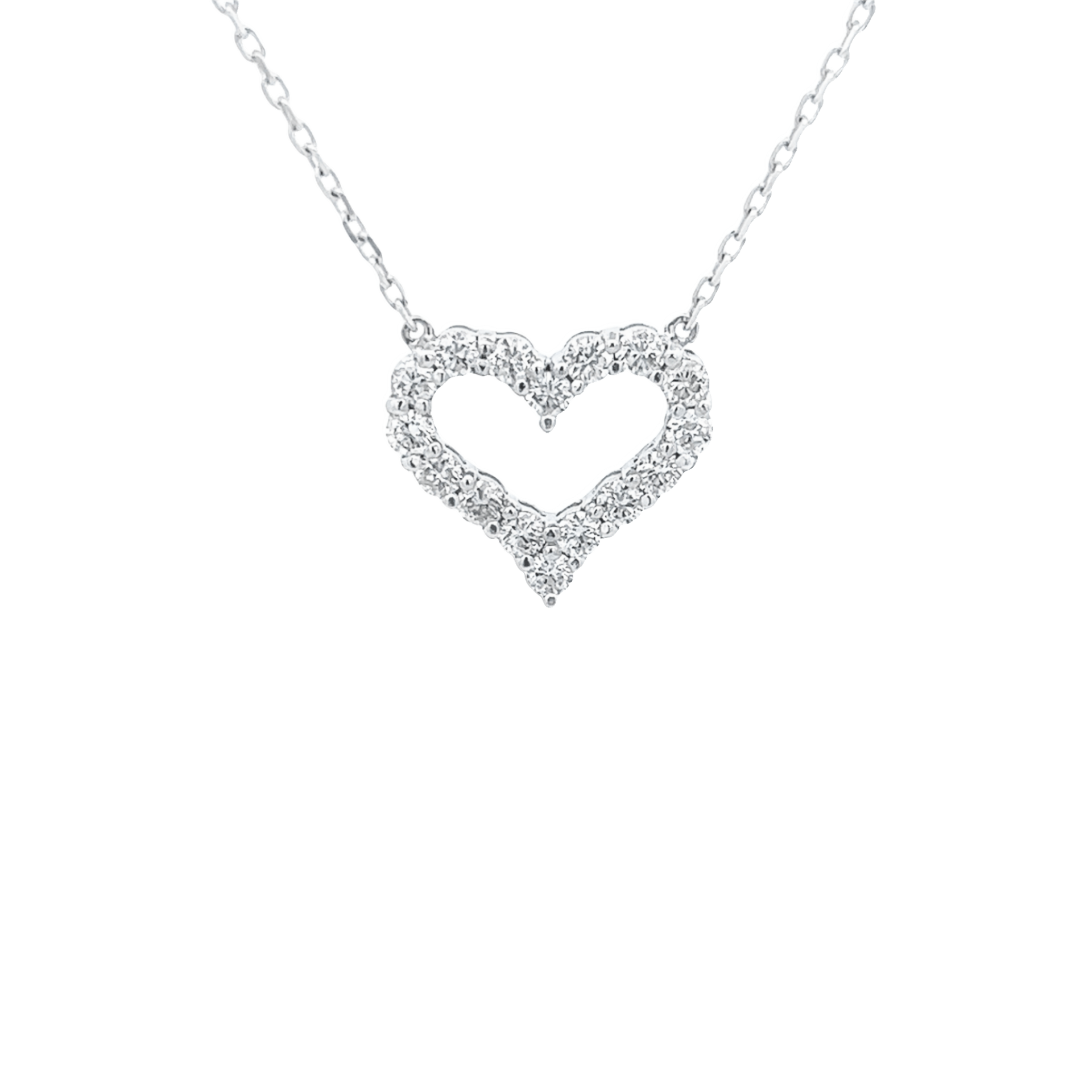 Vardy's Collection Heart Pendant Necklace with Round Diamonds in 14K White Gold (0.88tcw)