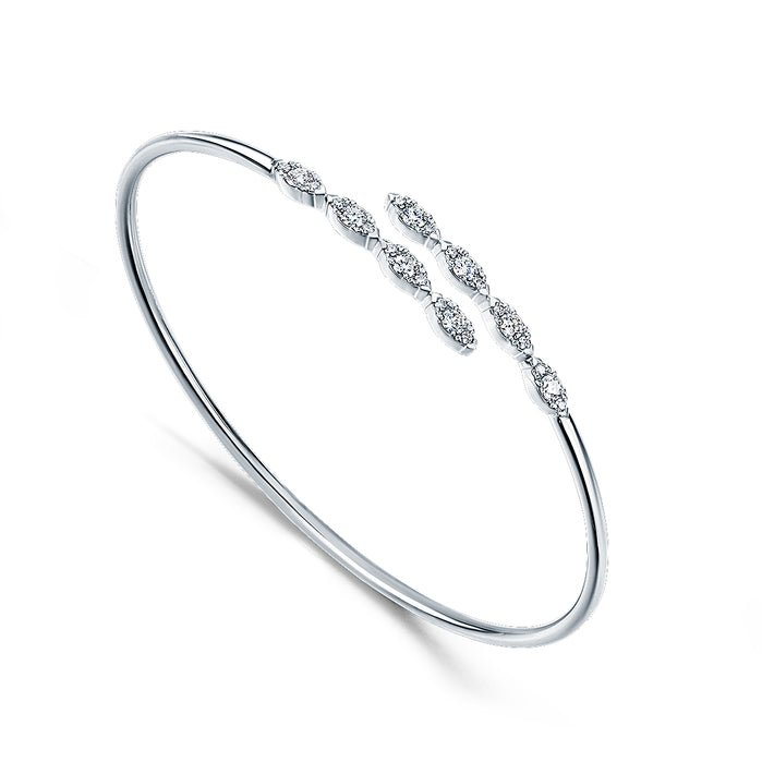 Vardy's Collection Hearts On Fire Marquise Bangle Bracelet in 18K White Gold (0.52ctw)