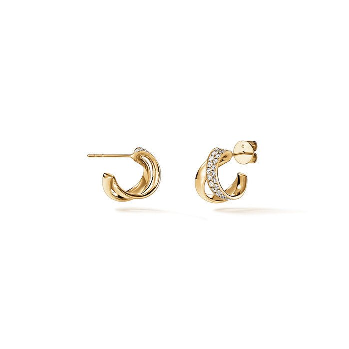 Vardy's Collection Inside Out Diamond Flip Small Hoop Earrings in 18K Yellow Gold (0.91ctw)